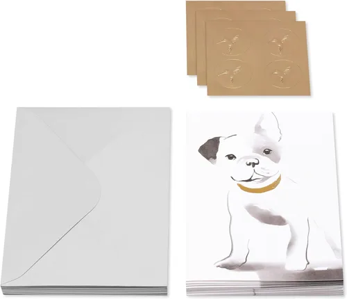 Vista 4 de Tarjetas en blanco Papyrus con sobres, Frenchie (12 unidades)