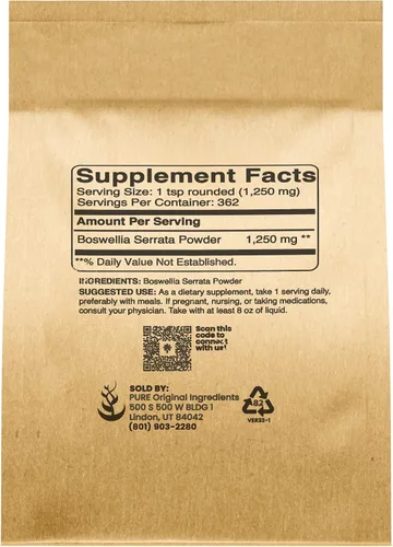 Vista 3 de PURE ORIGINAL INGREDIENTS Boswellia Serrata Extracto y cúrcuma en polvo (1 libra), suplementos naturales, sin conservantes