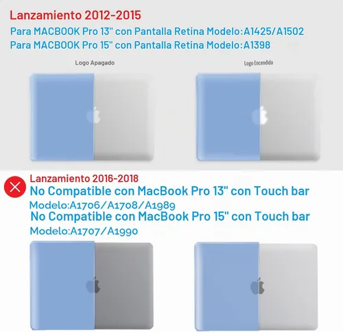 Vista 3 de IBENZER - Compatible con Funda para MacBook Pro de 13 Pulgadas 2015 2014 2013 Finales 2012 A1502 A1425, Carcasa Rígida con Cubierta para Teclado
