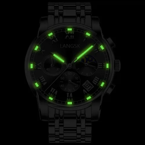 Vista 3 de Relojes luminosos de cuarzo para hombre con fecha y 3 ojos ornamentales