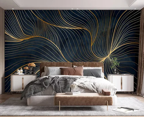 Vista 21 de Papel tapiz mural de pared 3D de metal rojo y negro para dormitorio, 137" x 100