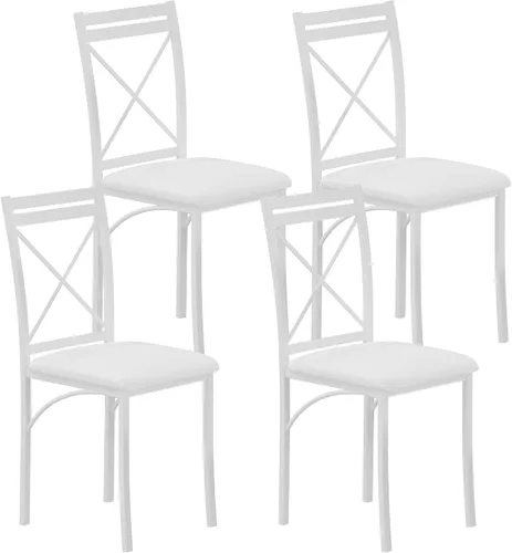 Vista 9 de VECELO Juego de 4 sillas de comedor de metal, patas de acero y asientos acolchados de piel sintética para cocina, sala de estar, color negro