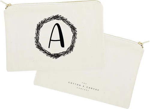 Vista 2 de The Cotton & Canvas Co. Bolsa de cosméticos personalizada con monograma y bolsa de maquillaje de viaje, A