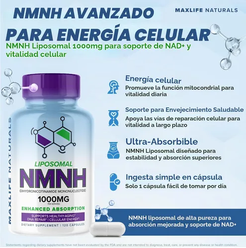 Vista 2 de MAXLIFE NATURALS NMNH Suplemento 1000mg 120 Cápsulas Fórmula liposomal