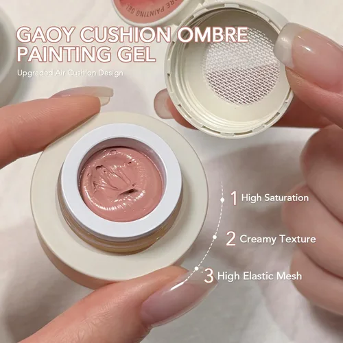 Vista 2 de GAOY Kit de Gel de Pintura Ombré con Cojín, 6 Colores de Gel de Palmaditas Degradado con Esponjas y Herramienta de Agarre, para Uñas Ombré Mezcla