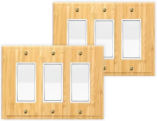 Vista 12 de Placa de interruptor de luz de palanca simple de madera maciza de 4.8 x 3.14 pulgadas, cubierta de interruptor de luz de calidad de madera cruda