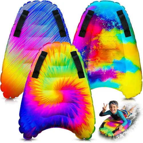 Vista 9 de JAMBO Tabla de surf inflable con asas, tabla de boogie para playa, tabla de surf flotante, flotadores de piscina, juguete de playa para niños