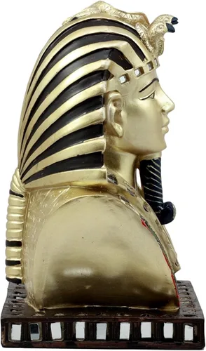 Vista 2 de Ebros - Máscara de faraón egipcio antiguo del rey TUT Estatua dorada Tutankamón Busto Figurilla