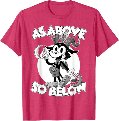 Vista 26 de Camiseta de dibujos animados retro de Baphomet Pagan As Above So Below, Negro, S