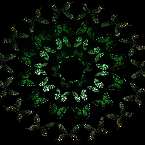 Vista 2 de 48 calcomanías de mariposa 3D que brillan en la oscuridad, decoración de Luminoso, extraíble, multicolor, material de PVC, decoración de pared y 48