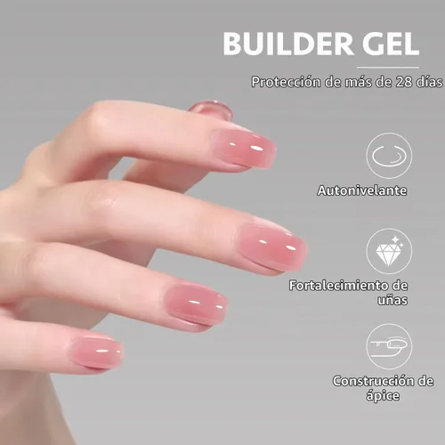 Vista 3 de GAOY Gel constructor para uñas, fortalecedor de uñas de 0.6 fl oz en una botella, gel duro para extensión de uñas, secado por luz UV de larga 0.5 fl