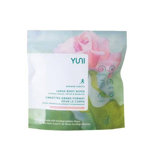 Vista 10 de YUNI Beauty Toallitas corporales grandes, menta cítrica, 12 unidades, compostables, biodegradables, limpiador corporal sin enjuague, alternativa