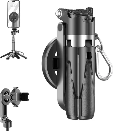 Vista 10 de Palo selfie magnético, 4 en 1 con control remoto, 4.3 pulgadas para vlogging Aluminum Alloy Rod, N52 Magnets, 10m Bluetooth Remote, 360° Rotation