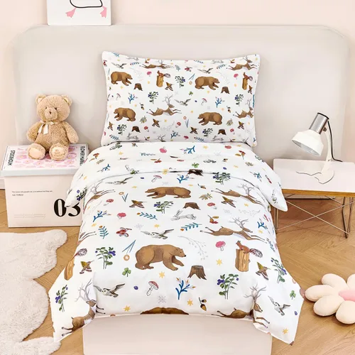 Vista 23 de PERFEMET Juego de cama de 4 piezas para niños pequeños con edredón de autos para niños, reversible, ligero, vehículos azules, juego de cama