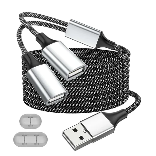 Vista 8 de Fidioto Divisor USB Y, un cable de extensión USB de 1 macho a 4 hembra, soporte de divisor USBA para carga y transferencia de datos