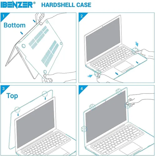Vista 5 de IBENZER Compatible con Funda para MacBook Pro de 15 Pulgadas 2015 2014 2013 2012 A1398, Funda de Carcasa Dura y Cubierta para Teclado y Protector