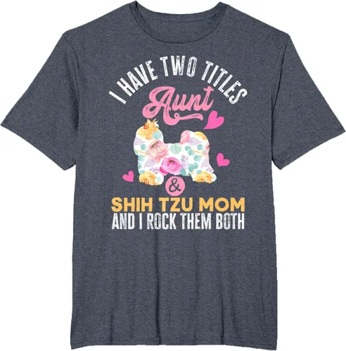 Vista 29 de I Have Two Titles Aunt and Shih Tzu Mom Camiseta divertida para perro, Negro