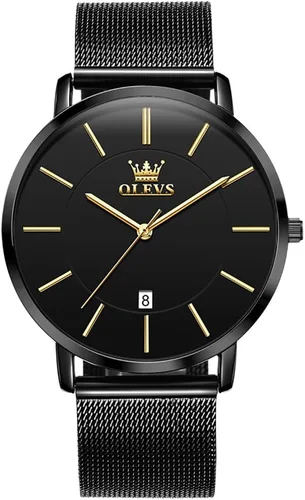 Vista 8 de OLEVS Mens Watches Minimalist Ultra Thin Fashion Casual Analog Quartz Date Watch Waterproof Slim Simple Big Face Dress Wrist Watch Leather Band for