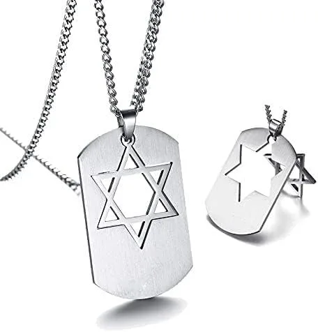 Vista 2 de Collar con colgante de estrella de David para hombre, collar de amuleto de estrella de David de seis puntas con símbolo de estrella de David