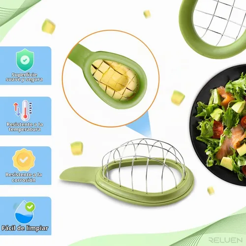 Vista 3 de Herramienta para cortar aguacate – Cuber de aguacate de 3.2 x 6.3 pulgadas con mango ergonómico, fácil de usar y limpiar, plástico de grado