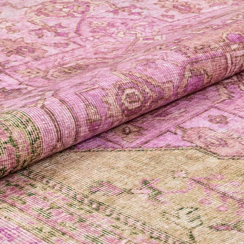 Vista 8 de Well Woven Nile Gila - Alfombra de área lavable a máquina, medallón bohemio vintage, rosa oriental, tejido plano, envejecido, 7 pies 7 pulgadas x 9