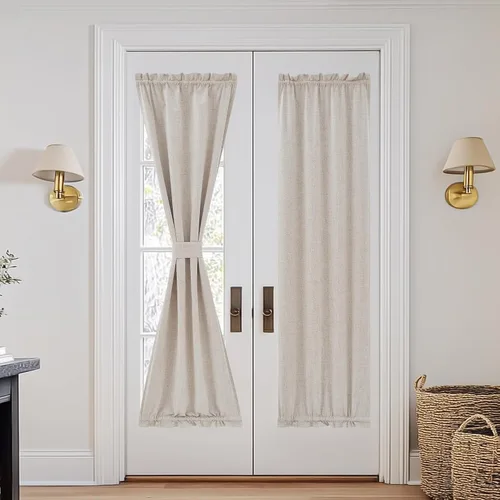 Vista 14 de NICETOWN Cortinas de Lino para Puerta Lateral - Cortinas Opacas con Aislamiento Térmico para Puerta Delantera Francesa para Sombra Pequeña