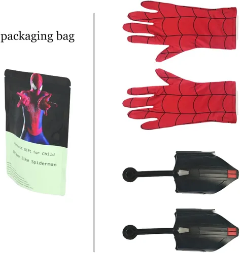 Vista 3 de Spider-man Web Shooters para niños superhéroe Web Shooters Cosplay Launcher Bracers Toy incluye guantes