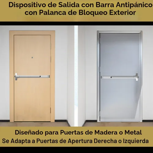 Vista 6 de Dynasty Hardware dispositivo de salida de pánico, barra para empujar, de aluminio, con palanca exterior