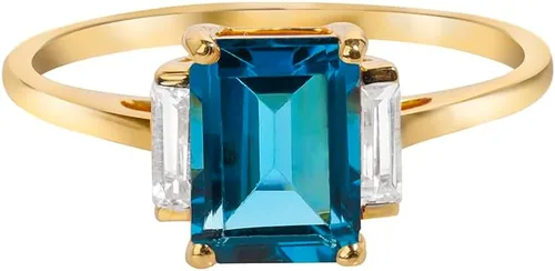 Vista 3 de YoTreasure Anillo de topacio blanco de 1.91 quilates, topacio azul de Londres, joyería de oro amarillo de 14 quilates, Metal Metal Piedra preciosa