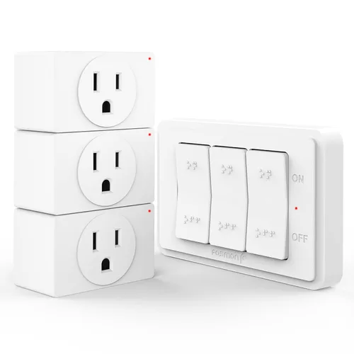 Vista 12 de Fosmon Enchufe de Control Remoto Inalámbrico para Interiores, Interruptor de Luz de Encendido/Apagado Operado por Batería para Toma Eléctrica