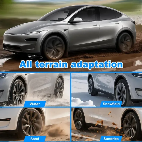 Vista 4 de Aletas de barro para Tesla Modelo Y Juniper Accesorios 2026 2025 Versión OEM Protectores de salpicaduras delanteros y traseros para todo