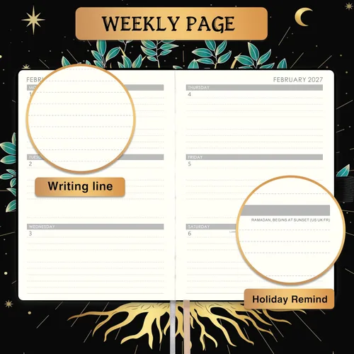 Vista 3 de Agenda 2026 – Agenda 2026 semanal y mensual de enero a diciembre de 2026, agenda con papel grueso, calcomanías de calendario, 5.5 x 8.4 pulgadas