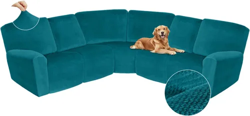 Vista 540 de Arfntevss Fundas de sofá seccional reclinable de terciopelo, Funda de sofá seccional de esquina para sofá reclinable, Funda elástica suave