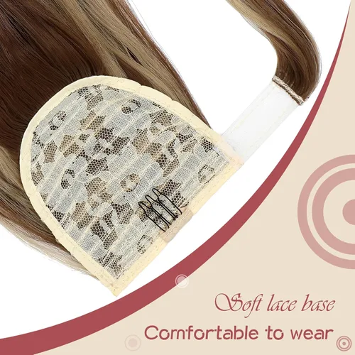 Vista 4 de FELENDY Extensión de cola de caballo, extensiones de cabello rizado ondulado de 18 pulgadas para mujer, extensiones de cabello sintético con clip