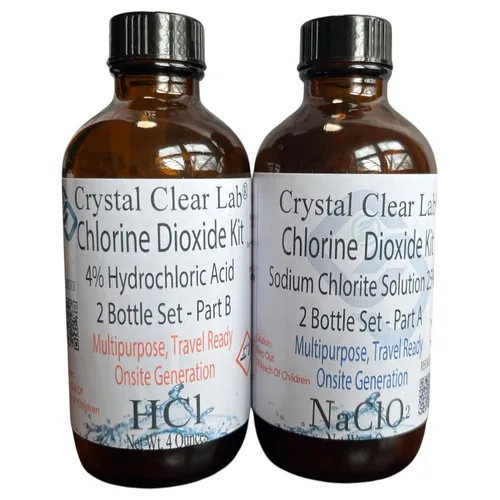 Vista 6 de Crystal Clear Lab Kit de dióxido de cloro Ácido clorhídrico 4-5% (HCl): solución de sodio (8 onzas) conjunto de líquidos