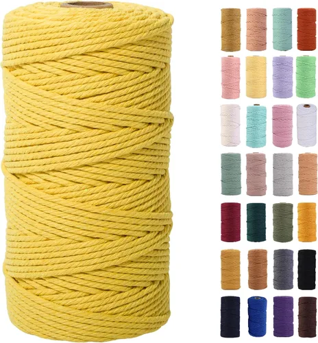 Vista 55 de Cuerda de macramé azul aire de 0.079 in x 220 yardas, cuerda de algodón colorido de algodón suave para colgar en la pared, colgadores de plantas