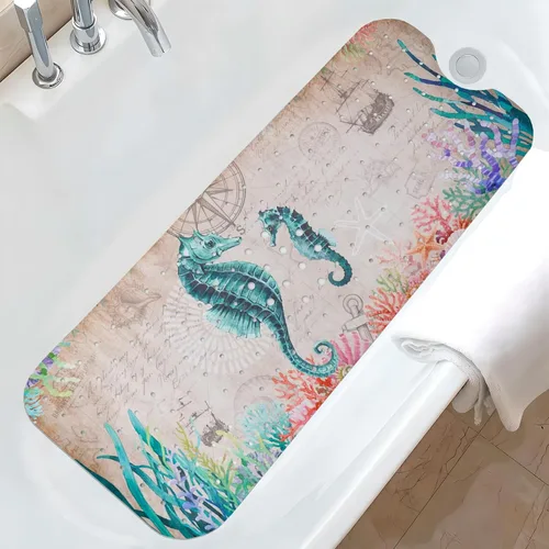 Vista 11 de Tapete de baño de sirena antideslizante, bonito tapete de baño de goma para bañera, tapete de baño para niños y niñas pequeñas, tapete de ducha