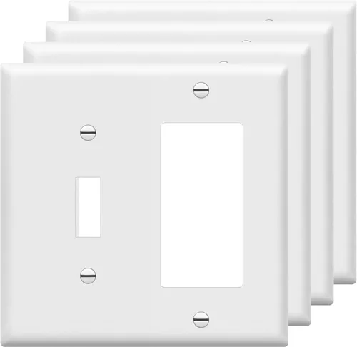 Vista 21 de ENERLITES - Placa de pared combinada para interruptor de palanca y enchufe decorativo, cubierta de acero inoxidable 201, resistente a la corrosión