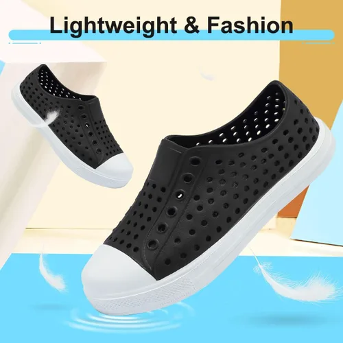 Vista 5 de QLZ Zapatos de agua para niños y niñas, sandalias de jardín, zapatos de goma, zapatos de playa, antideslizantes, ligeros, transpirables, de secado