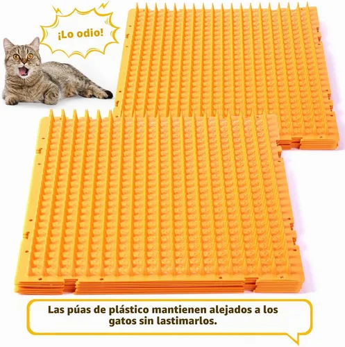 Vista 2 de Nuanchu Paquete de 16 alfombrillas para gatos con púas, disuasorio de Naranja