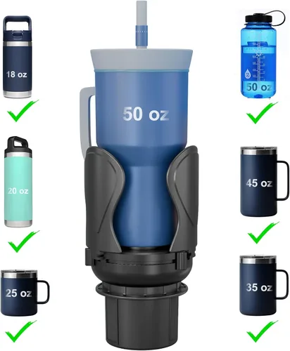 Vista 10 de Expansor de portavasos para automóvil, adaptador extensor de portavasos con brazo expandible y base ajustable, compatible con Yeti Ramblers de 14 a