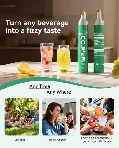 Vista 5 de MOKKOM Cilindro de CO2 para fabricante de refrescos, recipiente de intercambio de CO2, estilo roscado, compatible con todos los fabricantes de agua