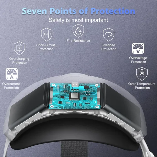 Vista 4 de Head Strap with Battery Pack for Oculus Quest 2 APZDY 5000mAh Fast Charging VR PowerLightweight with Adjustable Elite Strap for Enhanced Comfort and