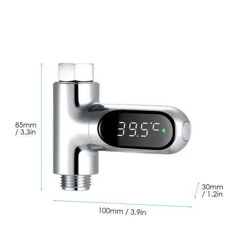 Vista 2 de Termómetro de ducha, pantalla digital LED de 0 ~ 212.0 °F termómetro de agua para baño de bebé Celsius/Fahrenheit, pantalla giratoria de 360°