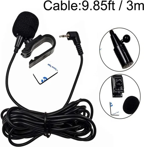 Vista 3 de Micrófono de coche de 0.138 in, micrófono para unidad principal de vehículo GPS habilitado para DVD, micrófono de audio estéreo con cable de 9.8 ft