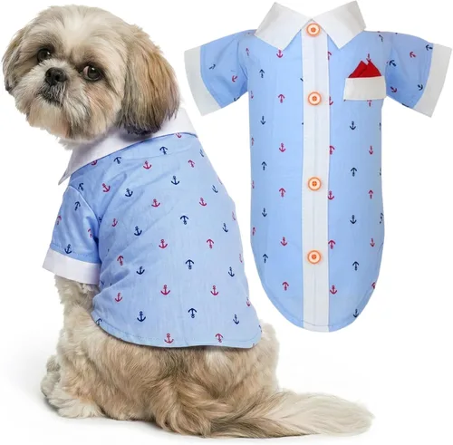 Vista 31 de Parisian Pet Camisa para perro de Amazonia - Ropa de algodón para perros pequeños - Elegante traje tropical para perros - Ropa ligera y suave