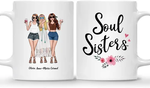 Vista 16 de Gossby Taza personalizada (2 mujeres) Besties Forever Best Friend Regalos de amistad para mujeres, niñas, hermana, taza de café