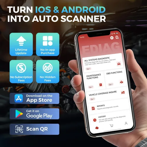Vista 5 de KINGBOLEN Ediag Elite OBD2 Escáner Bluetooth, escáner de control bidireccional herramienta de diagnóstico para todos los sistemas para iOS