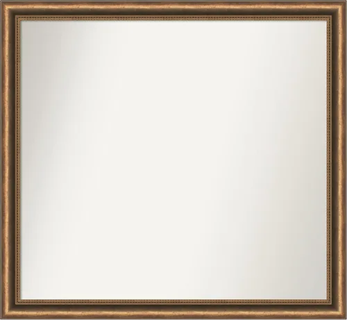 Vista 131 de Amanti Art Espejo de baño de bronce para sobre fregadero, 24 x 24 pulgadas, espejo de tocador cuadrado estrecho de bronce Manhattan, marco de madera