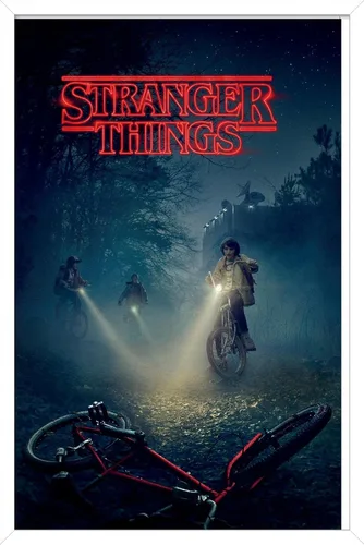 Vista 13 de Trends International Netflix Stranger Things - Póster de pared de bicicletas, 14.725 x 22.375 pulgadas, versión enmarcada de madera de granero